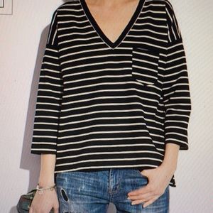 Madewell Side Zip Slub Pointe Knit Striped Top